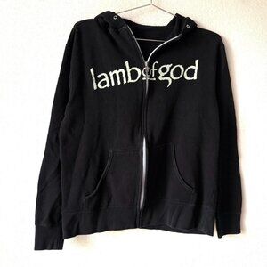 Lamb of God Black Zip Up Hoodie Sweatshirt Men's Medium